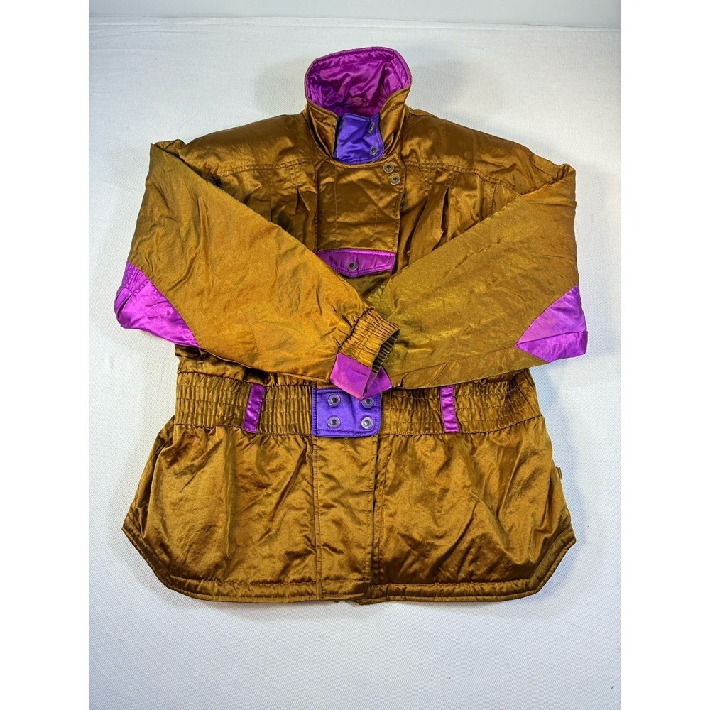 Vintage Gerry Ski Jacket Women's XL Gold‎ Purple Colorblock 80s 90s Retro